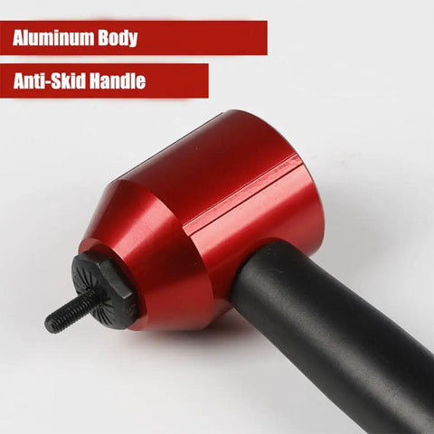 Professional Rivet Nut Drill Adapter Kit Featuring Complete M3 M4 M5 M6 M8 Metric Mandrels And Thread Insert Nuts with an aluminum body and anti-skid handle.