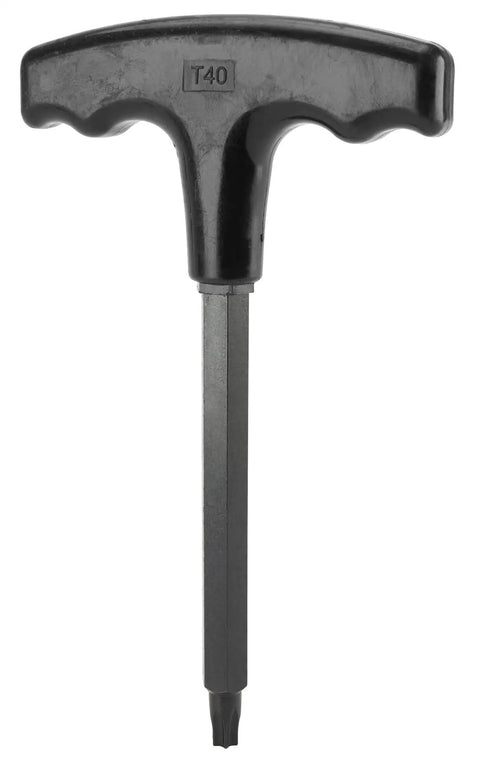 T40 wrench from 10-Piece Star T-Handle Allen Wrench Set With Long Arm Hex Keys Built Tough For Any Job Durable Carbon Steel Black Oxide Finish