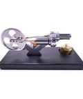 All Metal Cylinder Stirling Engine Generator DIY Kit With Four LED Lights And Metal Base Real Dope Hands On Science Project For Adults And Teens Great Desk Decor And STEM Teaching Tool For Home Or Classroom on black metal base