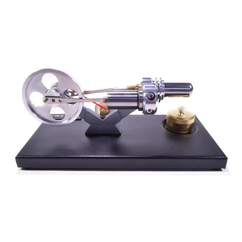 All Metal Cylinder Stirling Engine Generator DIY Kit With Four LED Lights And Metal Base Real Dope Hands On Science Project For Adults And Teens Great Desk Decor And STEM Teaching Tool For Home Or Classroom on black metal base