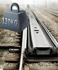Heavy Duty Drawer Slides With 120Kg Load Capacity Ball Bearing Runners shown on train tracks for strength demonstration