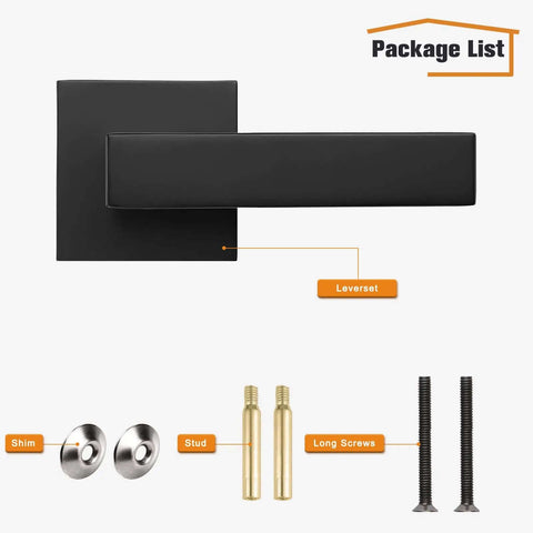 Matte Black Dummy Door Levers Interior Handles For Closets And Pantry Doors, Heavy Duty Non Turning Reversible Levers, package contents