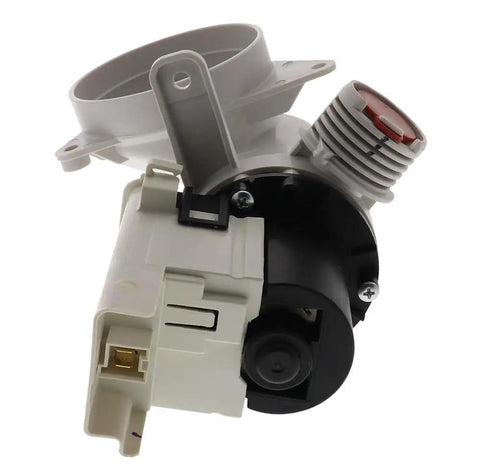 Washer Drain Pump Assembly 120V 80W 1.4A With Diverter Flapper Replacement For Washing Machines Replaces AP6031233 PS11766082 DIY Friendly Easy Install Beefy Copper-Wound Motor Delivers Strong Drainage Power, gray plastic housing with connector