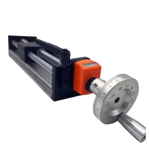 Heavy Duty Linear Motion Stage With Hand Wheel Stroke 100 to 500 Mm Mobile Panel 80 X 50 Mm SFU1605 Screw 40 Kg Horizontal Load 20 Kg Vertical Load CNC Robotics Automation Sliding Table Guide Module, hand wheel view