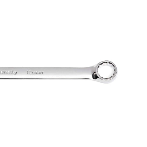 Close-up of a single wrench from 18 Piece 12 Point Long Pattern Metric Wrench Set With Off Corner Loading For Sure Grip And Reduced Fastener