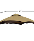 Gazebo Replacement Canopy Top For Lowe's Allen Roth GF 12S004B 1 Beige Easy Install Replacement Durable Polyester Or RipLock Fabric