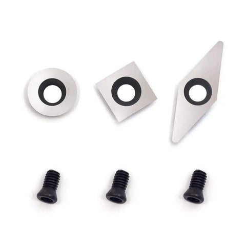 Ridiculously Sharp Carbide Replacement Inserts For Mini Wood Lathes Tough Square Round And Diamond Cutters built different with screws.