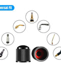 Upgraded Tire Valve Stem Caps With Sealing Ring For Car, Motorcycle, Trucks, Bicycle Universal Fit shown with various valve types