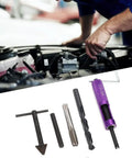Half Inch 13 UNC Thread Repair Kit with DIY tool and inserts for repairing damaged threads in soft metals, shown with car engine.