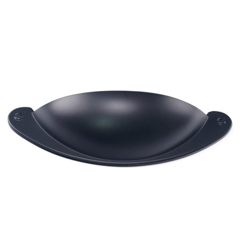 10 Pack 3 Inch Matte Black Cabinet Cup Pulls Solid Zinc Alloy Build Kitchen Drawer Handles side view of pull