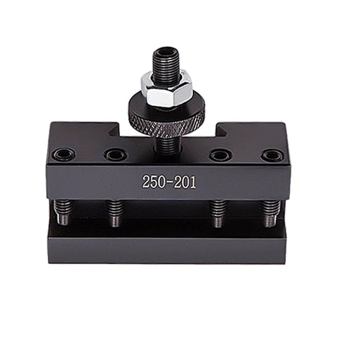 Front view of maXpeedingrods 250-201 BXA #1 quick-change turning and facing lathe tool post holder, gray metal