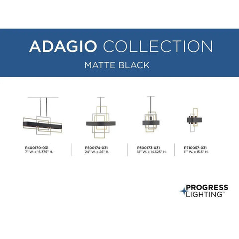 Adagio Collection Matte Black modern wall light with geometric interlocking elements for hallway foyer living room and bedroom