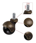 Top Shelf Vintage Brass Swivel Caster Wheels 2 Inch Antique Stem Casters With Integrated Brake Lock And Precision Ball Bearings, 11x20mm stem