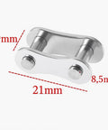 Chain Master Link For Bicycle Chains Half By Eighth Quick Release Connector Compatible With Single Speed BMX Fixie And Some Mountain Bikes 6 Pack Silver with dimensions 9mm, 8.5mm, 21mm