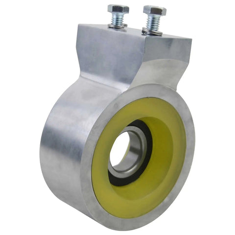 Premium Billet Aluminum Driveshaft Carrier Bearing With High Grade Polyurethane Insert For 1958 To 1964 Chevy Impala, side view showing material and design.