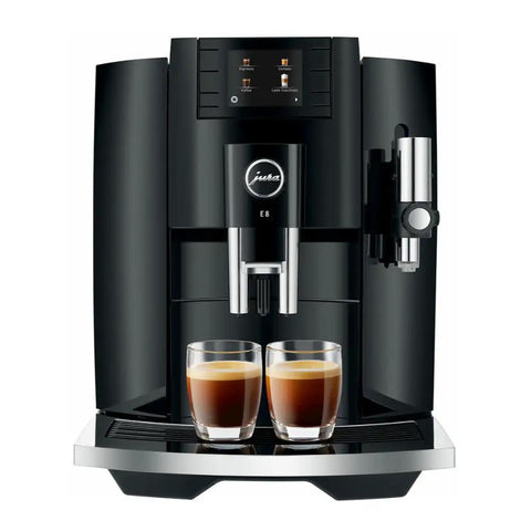 Next Level 5th Gen Automatic Smart Coffee Machine Bundle Featuring Piano Black Finish Plus Matching Glass Milk Frothing Container for lattes and espresso