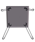 Bottom view of Stainless Steel Fire Pit Heat Deflector Shield with foldable legs and handle for small pits up to 24 by 24 inches.