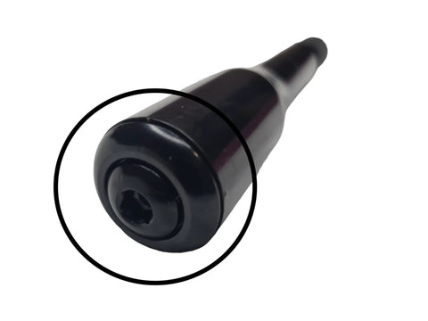 Close-up of Black Aluminum Threadless Quill Stem Adapter For Ahead Sets Converts Threaded Quill To Threadless And Raises Handlebars