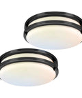 Black Flush Mount Ceiling Light 13 Inch 30W Dimmable LED Fixture With 3000K 4000K 5000K Tunable Color Temperature And 3000 Lumen Brightness A Dope Choice For Hallways Bedrooms Kitchens Bathrooms Laundry 2 Pack, image of two lights