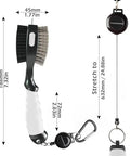 Two Pack Golf Club Brush With Magnetic Keychain And Oversized Cleaning Head, Dual Nylon And Steel Bristle Groove Cleaner With Retractable Spike