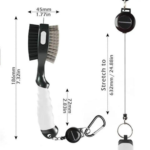 Two Pack Golf Club Brush With Magnetic Keychain And Oversized Cleaning Head, Dual Nylon And Steel Bristle Groove Cleaner With Retractable Spike
