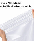 Heavy Duty 50 Pound Meat Lug Liners, 10 Pack, 4 Mil Thick Tub Liners being stretched to show flexibility.