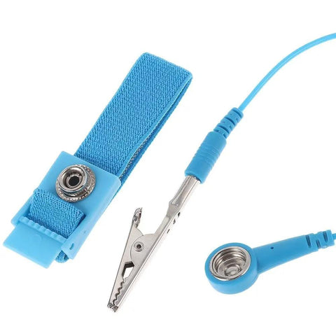 Adjustable Anti Static Wrist Strap Kit Ten Pack For ESD Protection And Grounding, blue wristband and connector