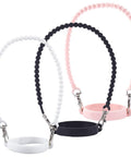 3 Pack Water Bottle Handle Straps Set in Pink White Black, Soft Silicone Sling Carriers for Walking and Hiking, Round Twist Tumbler Bottle Holder Straps