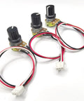 10K And 100K Ohm Linear Taper Rotary Potentiometer Kit With 3 Pin XH254 Connectors, 20cm Wire Leads, Black Knob Covers, Pack Of 3