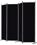 4 Panel Room Divider Freestanding Privacy Screen 6 Ft Folding Partition With Wide Feet Portable Black Steel Frame 89 Inch Wide 71 Inch High