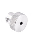 Front view of 6061 aluminum bottle jack valve knob with knurled edge and centered threaded hole.