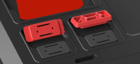 Heavy Duty Mounting Feet For Packout System showing black and red ABS feet compatible with Milwaukee Packout Tool System