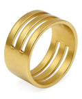 Gold ring with cut-out design, not related to Silver Tone Leather Cord End Caps 4mm To 12mm For Jewelry Making And Kumihimo.