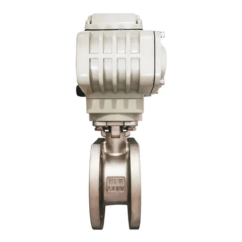 2 Inch 12 Volt Electric V Type Modulation Ball Valve For Industrial Irrigation Systems Delivers Precise Water Flow Control Built Tough For Heavy Duty Use Everyday, front view