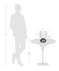 Transitional Small Touch Lamp Set in Antique Brass, 9.25 Inch Tall shown with size comparison next to silhouette and table.