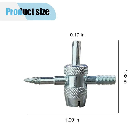 4 In 1 Tire Valve Core Removal Tool Set With 4 Way Universal Wrench For Fast Deflation Unblocking Pull Rod Re Tapping Threads