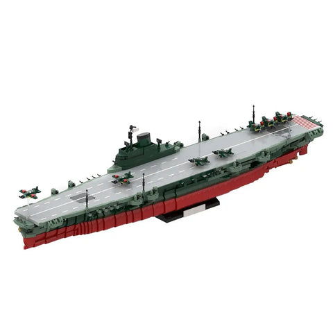 No Cap Wwii Shinano Aircraft Carrier Building Blocks Set, 1/300 Scale Navy Warship, detailed model with jets and radar.
