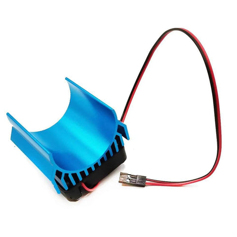 Rugged RC Motor Heat Sink With 5V Cooling Fan For 540 550 Brushed Motors And 3650 3660 3674 Brushless Motors, Blue