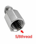 Close-up of silver quick-release adapter with 5/8-inch thread for surveying poles/prisms