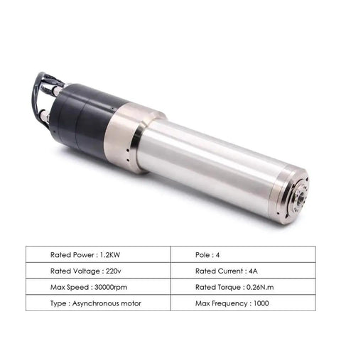 Heavy Duty 1.2KW Water Cooled ATC Spindle ISO10 Taper with stainless steel body, ideal for CNC engraving and milling.