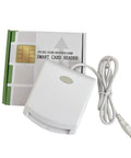 Contact EMV SIM eID USB CCID Smart IC Card Reader Writer Programmer Kit with 2 SLE4442 cards and SDK, front view.