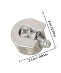 Close-up of 3-in-1 connecting dowel from 10Pcs Zinc Alloy Cabinet Shelf Pins With Flush Screws And Tarnish Resistant Finish, measurements shown.