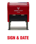Smooth Operator Sign And Date Self Inking Rubber Stamp With Crisp Red Ink Medium Size Re Inkerable Ink Pads, front view