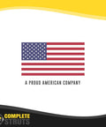 American flag with text 'A Proud American Company' promoting Rear Complete Strut Assemblies With Coil Springs Replacement For 2004 Thru 2013 Chevrolet Impala Set Of Two Up To 17 Inch Wheels One Year Warranty With Easy Install
