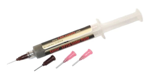 No Clean Solder Paste 63 To 37 In Syringe Dispenser Kit With Five 0.033 Inch Tips 8cc Syringe Containing 35 Grams Tin Lead Flux