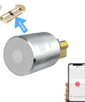 Slick Fingerprint Smart Lock For Front Door With Electronic Cylinder Motor And Keyless Entry System showing biometric sensor and app control.