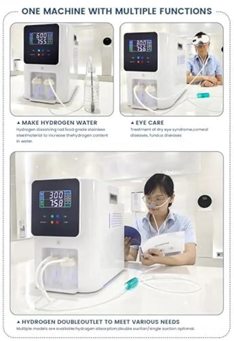 Home Use Hydrogen Generator With 99.99 Percent Pure Gas SPE PEM Technology machine demonstrating multiple functions.
