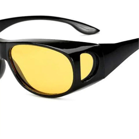 Pro-Level Safety Glasses With Side Shields Scratch And Fog Resistant Clear Lenses designed for cyclists, featuring a black frame and yellow lenses.