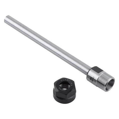 Heavy Duty Collet Extension Bar 8Mm Cylindrical Shank ER11 Mount in steel with a black clamping nut for precision machining