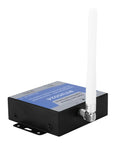 Real Deal 4G GSM Gate Opener With Super Smooth Cell Phone Access Control And Text Commands For Zero Stress Secure Living and black metal housing with white antenna.